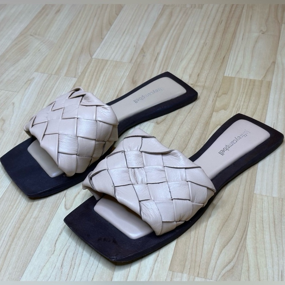 🔥Jeffrey Campbell Woven Leather Slide Sandals | Size 8 | Neutral Cream🔥